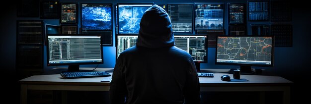 Vulnerabilidade de cibersegurança Log4J e conceito de malware de codificação de hackers na sala do servidor