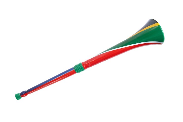 Foto vuvuzela sul-africana isolada em fundo branco