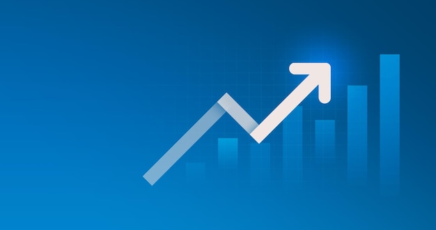 Wachstum geschäftserfolg nach oben pfeil ziel entwicklung hintergrund des finanzinvestitionsgewinndiagramms oder steigerungsdiagramm marketingdiagramm und führungsmotivationsstrategie bei wachsendem ziel