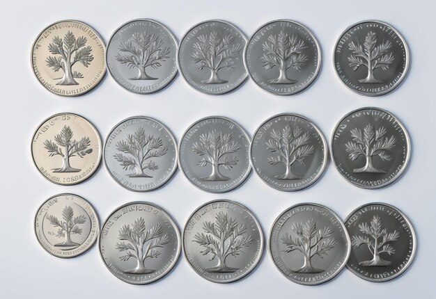Foto wachstums- und investitionsgrünbäume auf gestapelten münzen veranschaulichen geldsparen und geschäft