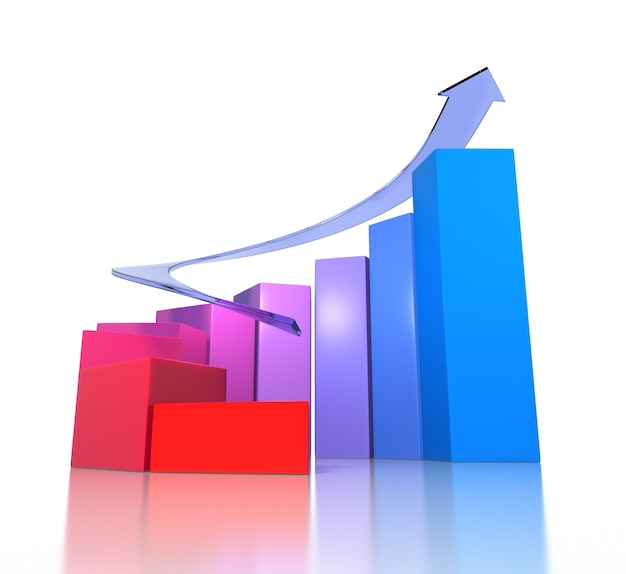 Wachstumsdiagramm. Getrennt Auf Weiß. 3D-Rendering