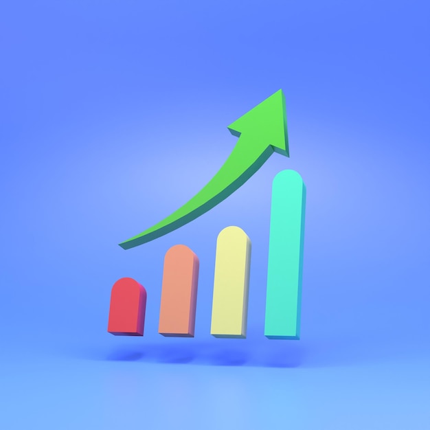 Wachstumsdiagramm Konzept der Finanzen und Rentabilität 3D-Darstellung