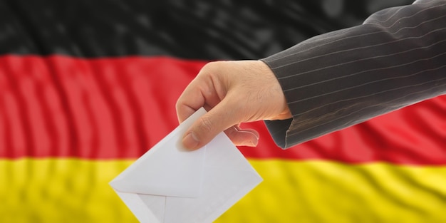Wähler auf Deutschland Flagge Hintergrund 3D-Darstellung