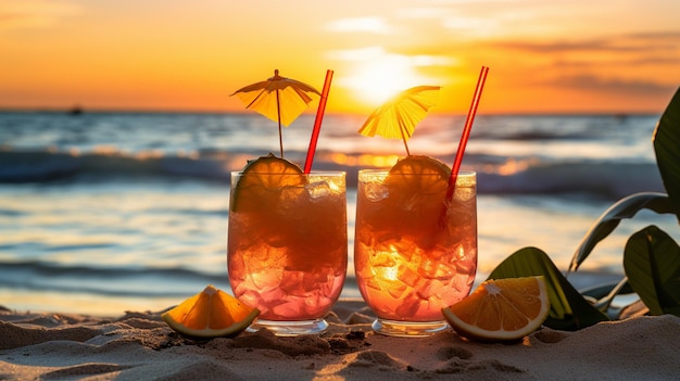 Während Sie Getränke am Strand genießen