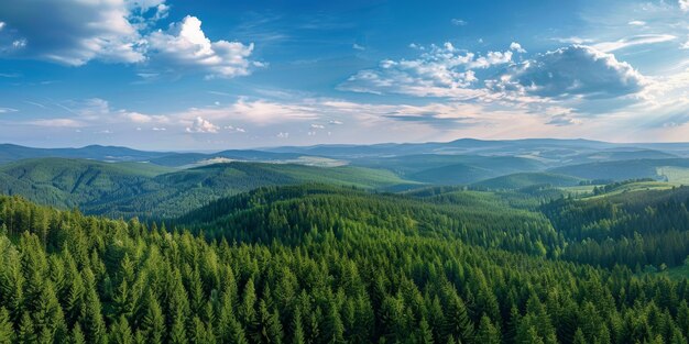 Wälder und Lichtungen aus der Vogelperspektive Frühling Sommer Generative KI