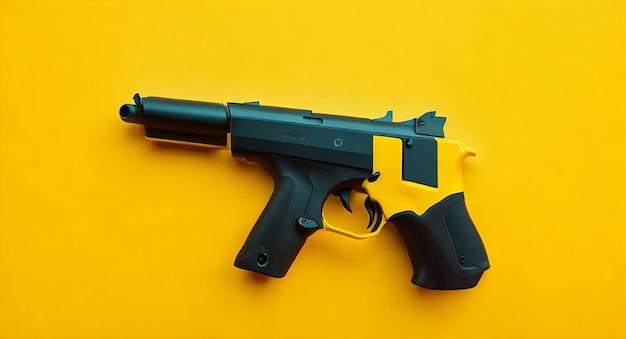 Waffe auf gelbem Hintergrund, erzeugt durch KI