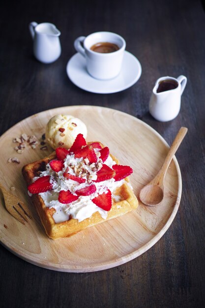 Waffel mit Eiscreme