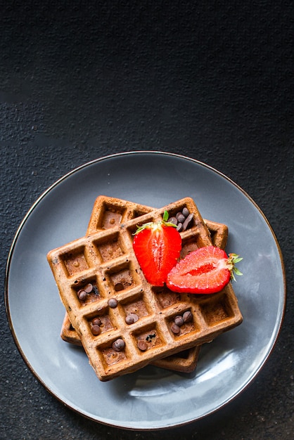 Waffeln belgisches Dessert süßes Essen