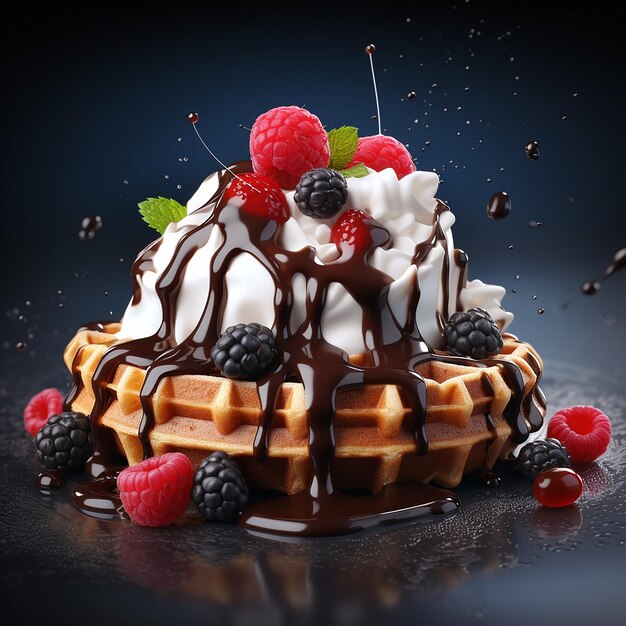 Waffeln Früchte frische Erdbeere Brombeere Himbeere Süßigkeiten Süßigkeiten süßes Essen