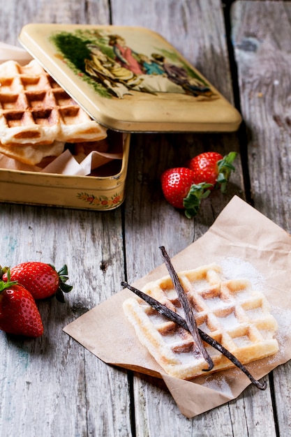 Waffeln mit Erdbeeren