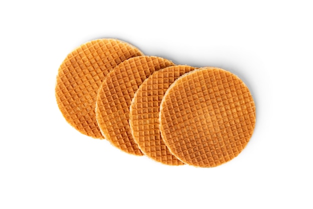 Waffeln mit Karamellfüllung isoliert.