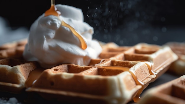 Waffeln mit Sahne Illustration AI Generativ