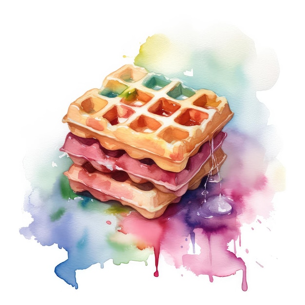 Waffle aquarela ilustração generativa ai