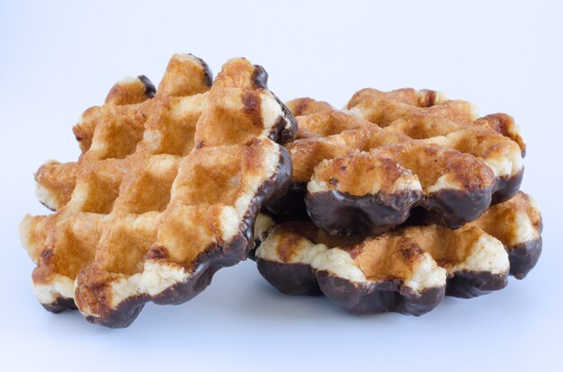 Waffle com chocolate branco.