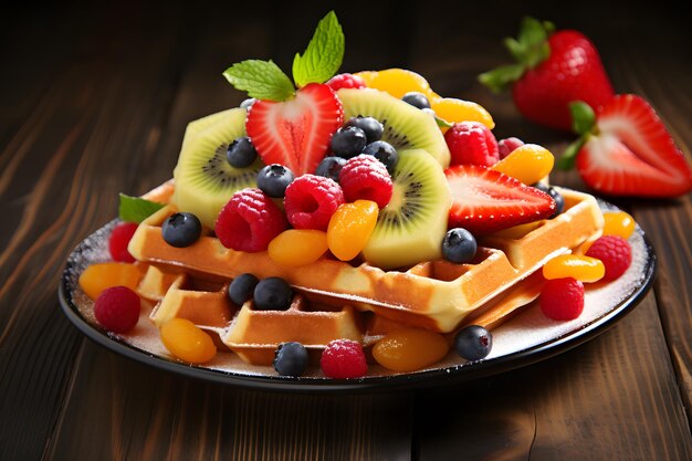 Waffle com Fruta Fresca