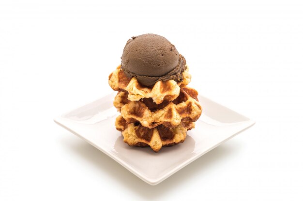 waffle com sorvete de chocolate