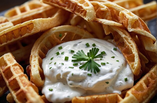 Waffle Fries con cebollas de crema agria