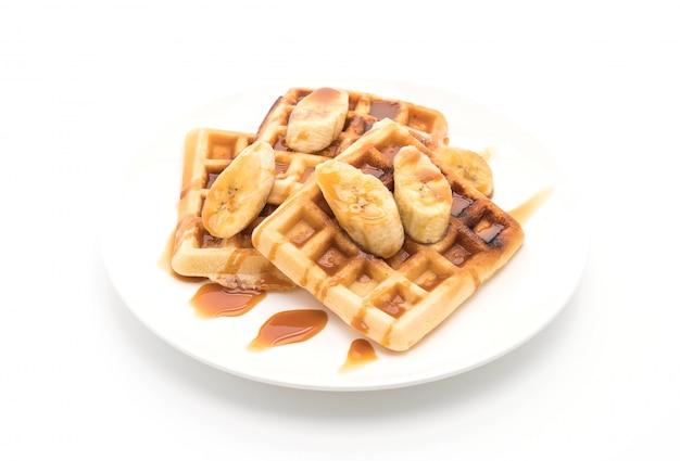 waffle de plátano con caramelo