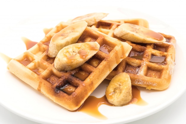 waffle de plátano con caramelo