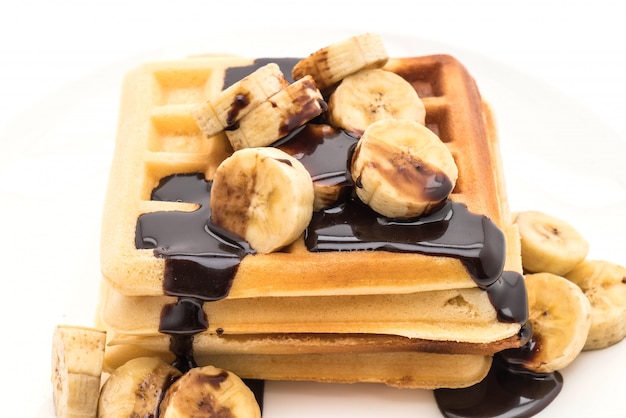 waffle de plátano con chocolate