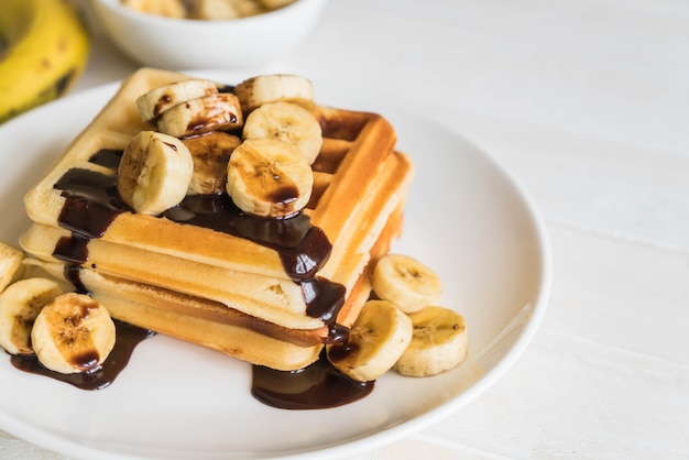 waffle de plátano con chocolate