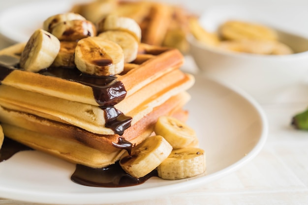 waffle de plátano con chocolate