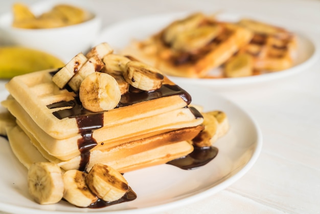 waffle de plátano con chocolate