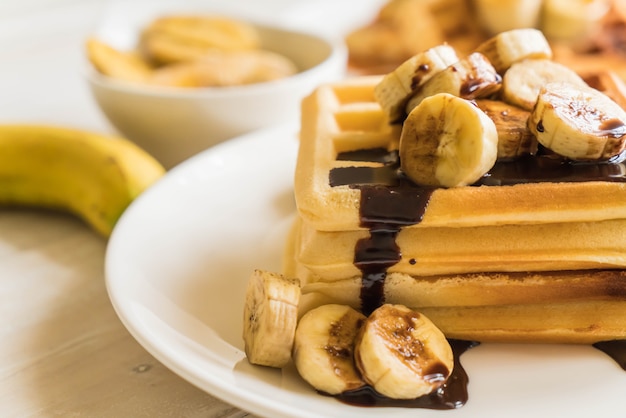 waffle de plátano con chocolate