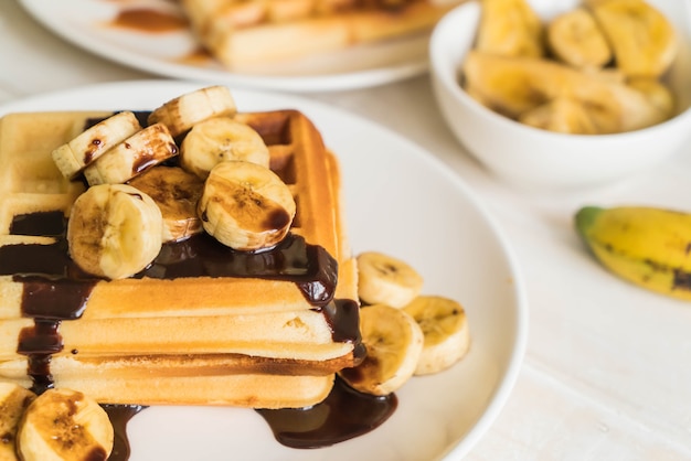 waffle de plátano con chocolate