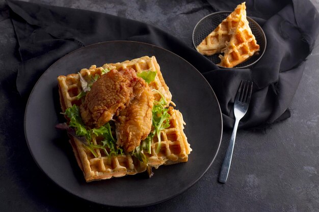 waffle de pollo crujiente