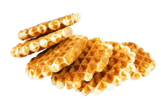 Waffles aislados en alimentos dulces blancos