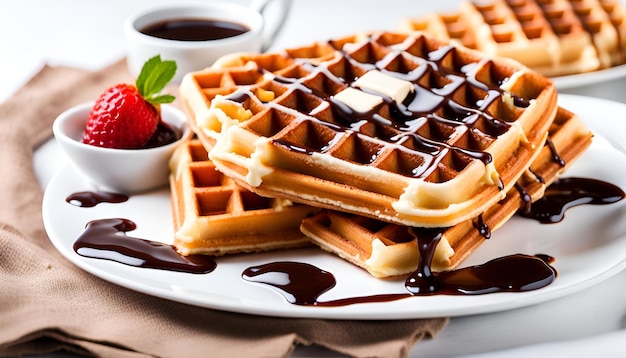 Waffles de azúcar belgas aislados sobre un fondo blanco cocina tradicional delicioso postre de azúcar