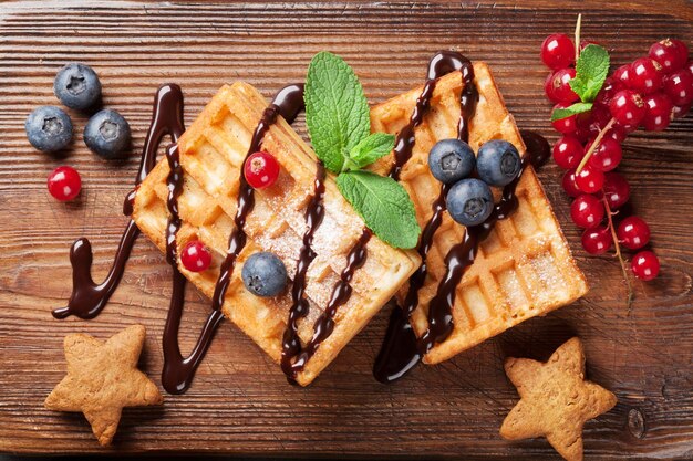 Waffles y bayas