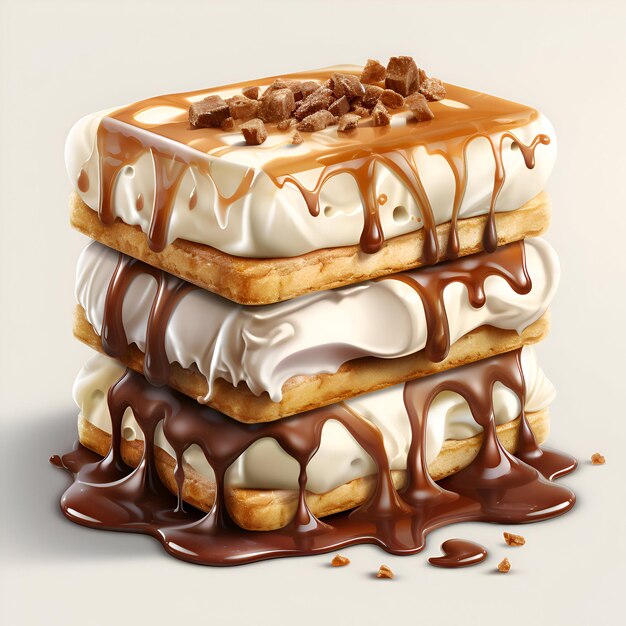 Foto waffles belgas com chocolate e marshmallow em um fundo claro