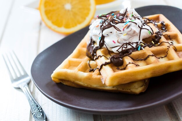 Foto waffles belgas dulces