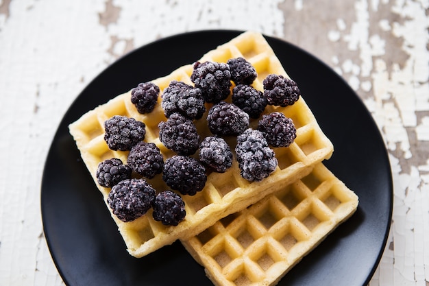 Waffles belgas con moras