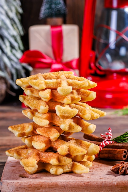 Waffles belgas natal ano novo sobremesa cozimento