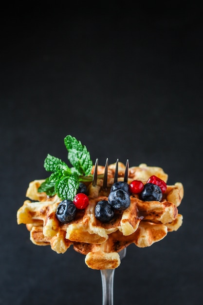 Waffles belgas o americanos delicioso postre dulce