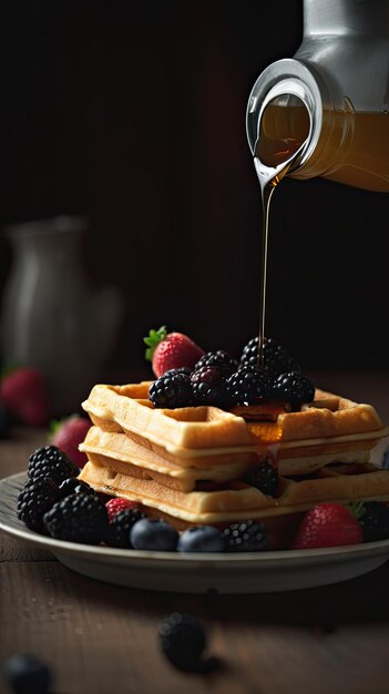 Waffles com frutas