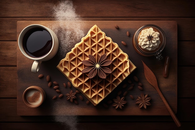 Waffles de desayuno Ilustración AI Generativo