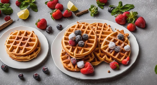 Waffles en un hermoso plato generación ai