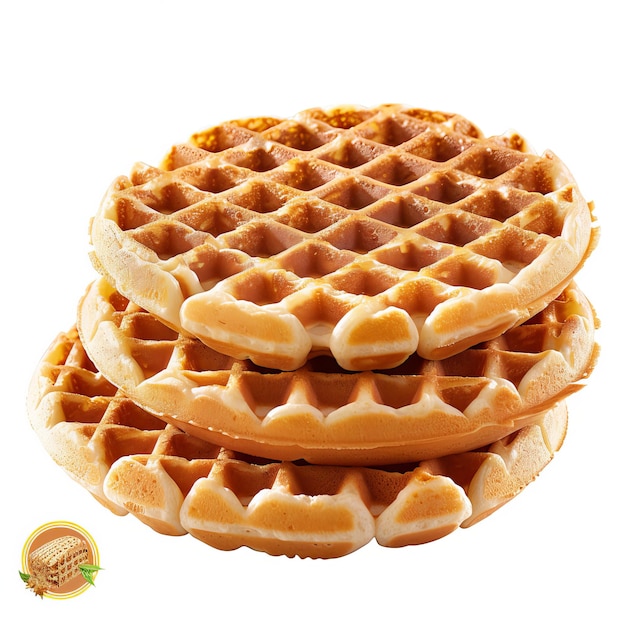 Waffles Kelewele dulces aislados sobre un fondo blanco