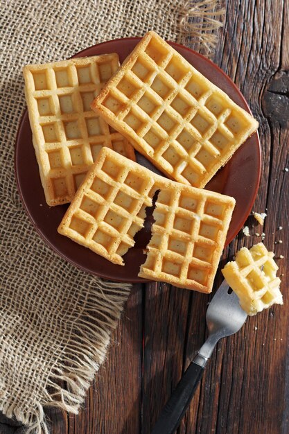 Waffles en el plato