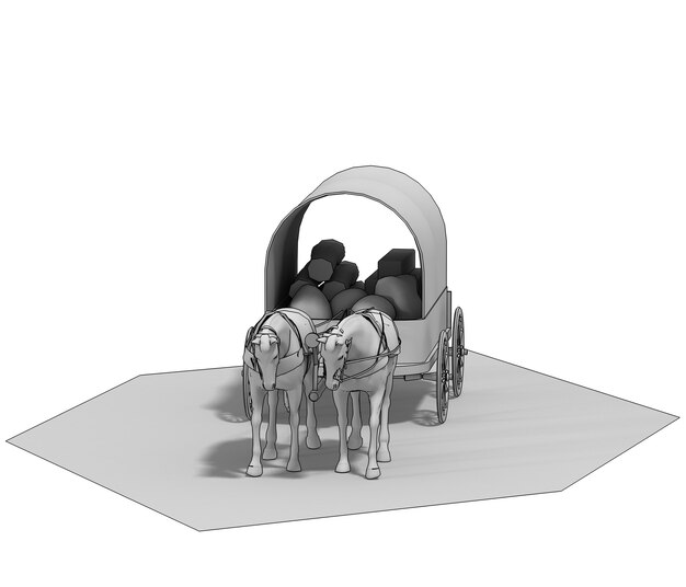 wagon colonists horse wagon renderização 3D ilustração 3D