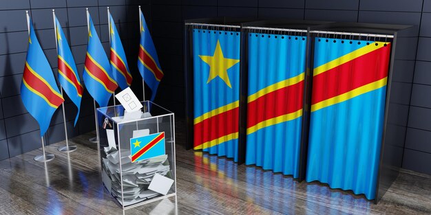 Wahlkabinen und Stimmzellen in der Demokratischen Republik Kongo Wahlkonzept 3D-Illustration