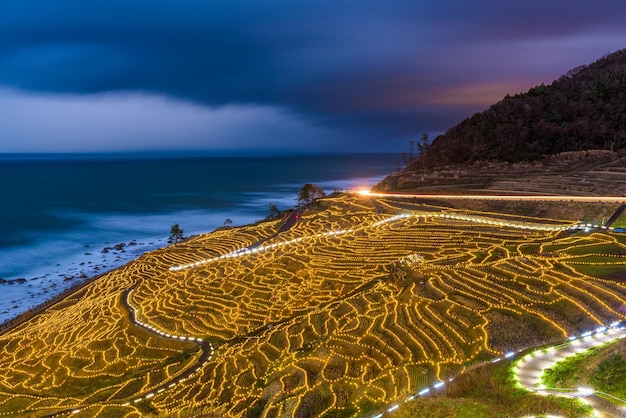 Wajima Japão em terraços de arroz Shiroyone Senmaida