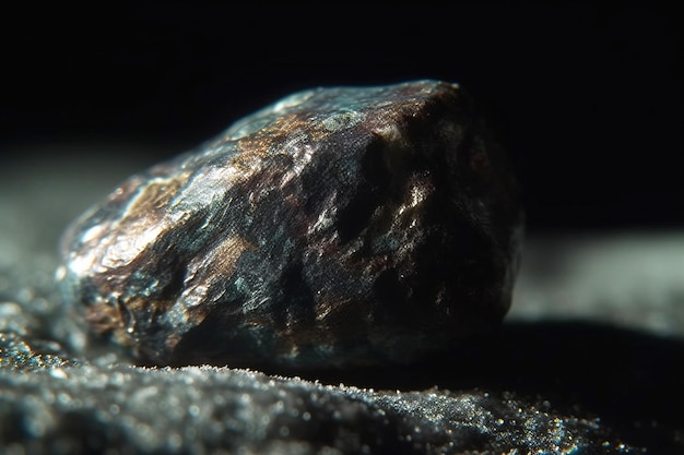 Wakefieldit fossiler Mineralstein Geologischer kristalliner Fossil Dunkler Hintergrund Nahaufnahme