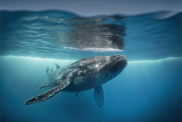 Wal von unter Wasser aus gesehen