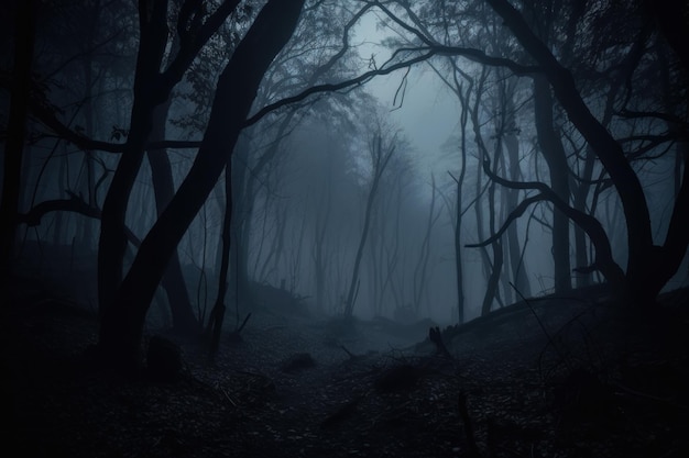 Wald gruselige dunkle Nacht Erzeuge KI