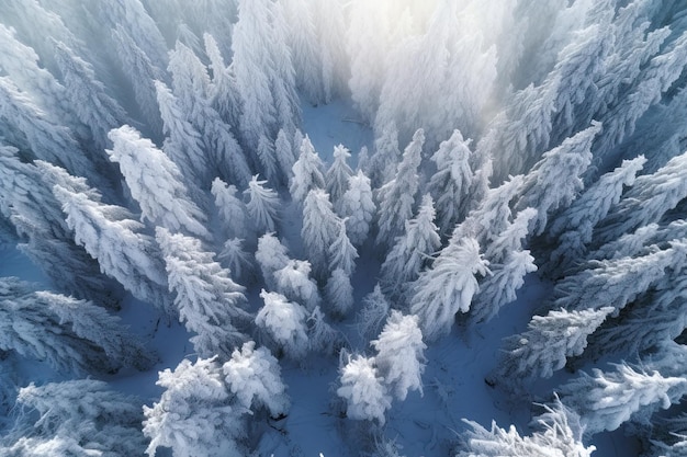 Wald im Winter von oben